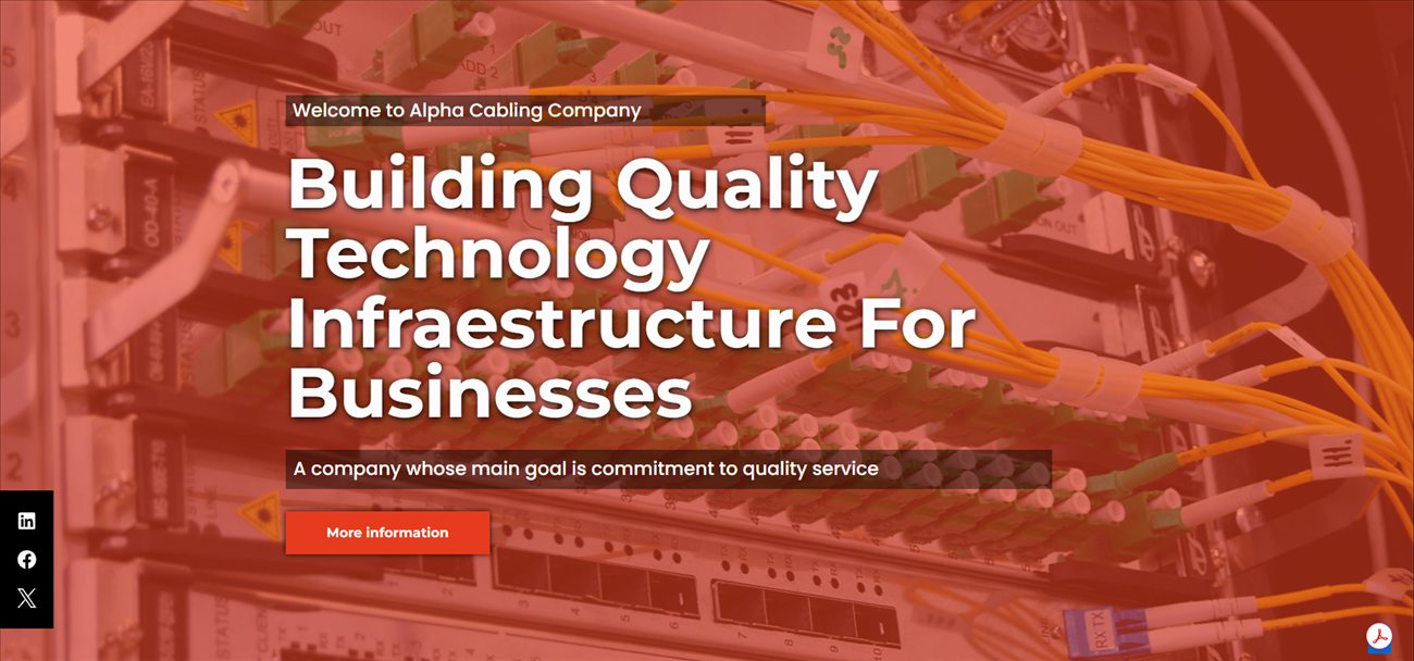 Alpha Cabling website — homepage hero