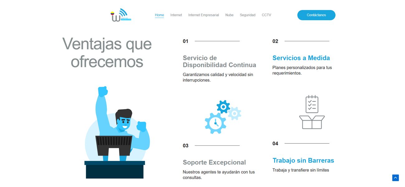 WideCC Colombia website — advantages section